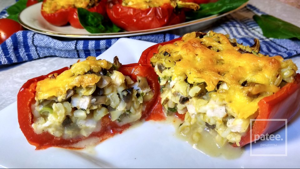 Перец запечённый в духовке с грибами и сыром - Шаг 12