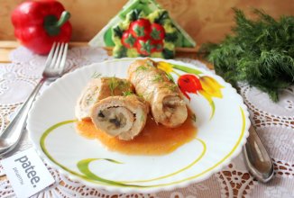 Рулетики из свинины с грибами