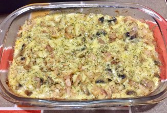 Куриная запеканка с грибами и сыром