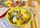 Картофель с грибами и куриными желудками