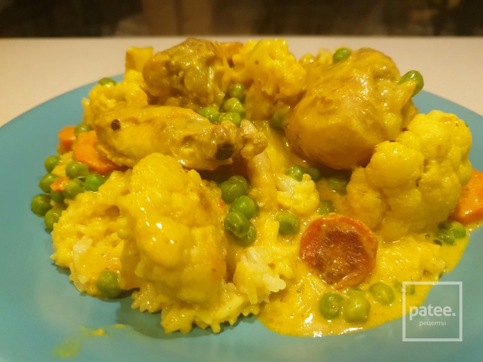 Рис с курицей и цветной капустой под соусом карри - Шаг 12