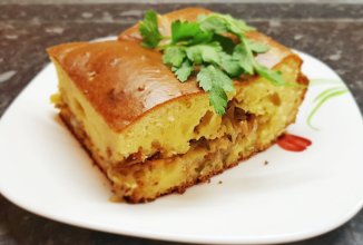 Заливной пирог с брюшками семги