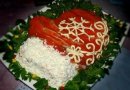 Салат «Варежка Деда Мороза» с красной рыбой
