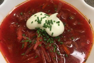 Постный борщ с шампиньонами