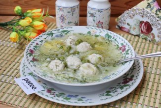 Суп с молодой капустой и зеленым горошком