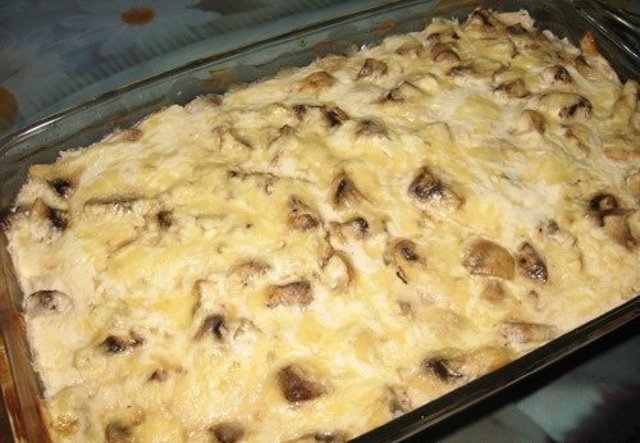 Куриная запеканка с грибами