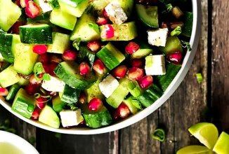 Салат с гранатом, фетой и огурцом