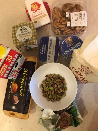 Фисташковый чизкейк 🍰с голубикой и шоколадом🍫 - Шаг 1