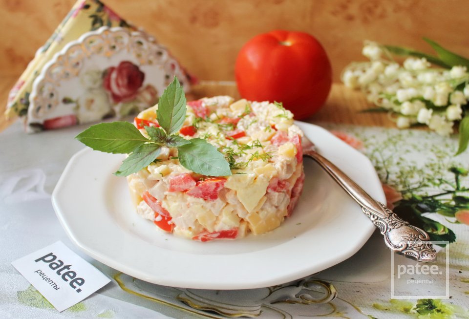 Салат с курицей, помидором и сыром - Шаг 15