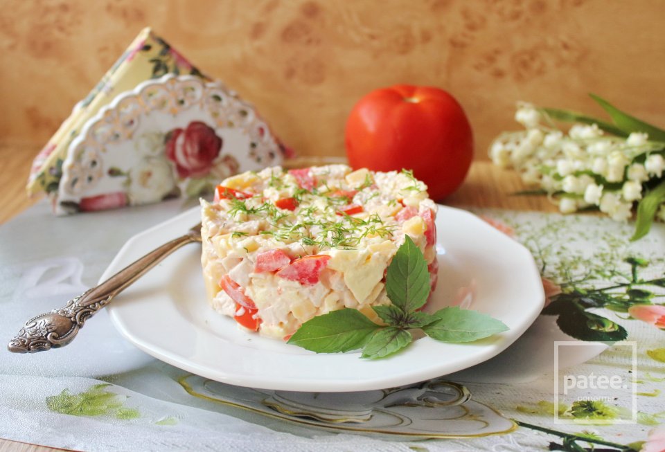 Салат с курицей, помидором и сыром - Шаг 16