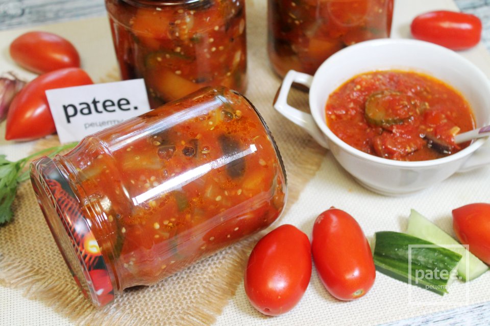 Баклажаны с огурцами в помидорной заливке на зиму - Шаг 16