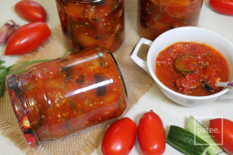 Баклажаны с огурцами в помидорной заливке на зиму - Шаг 17
