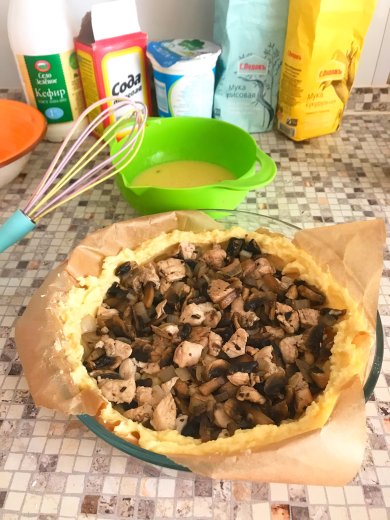 Пп пирог с курицей и грибами - Шаг 6