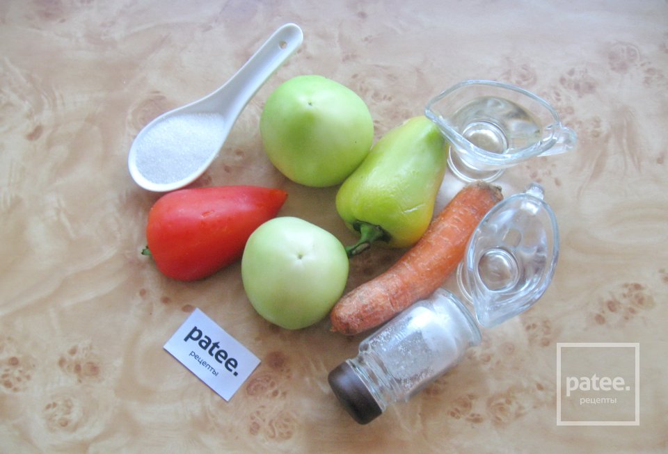 Салат из зеленых помидоров "Цветик-семицветик" - Шаг 1