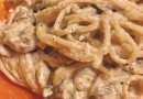 Феттучине под сливочно-сырный  соусом с шампиньонами