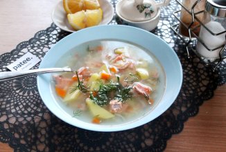 Пшенный суп с кетой