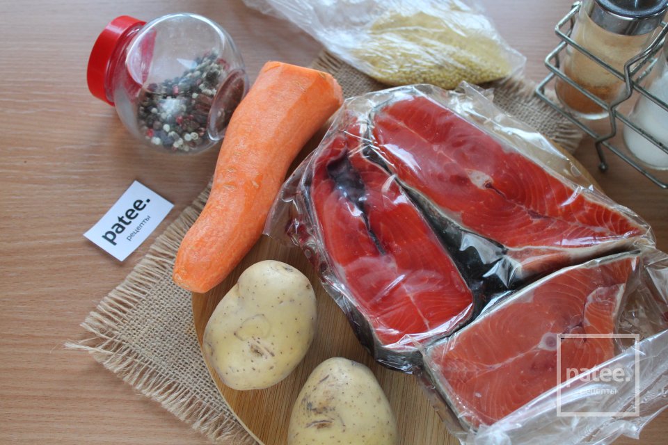 Пшенный суп с кетой - Шаг 1