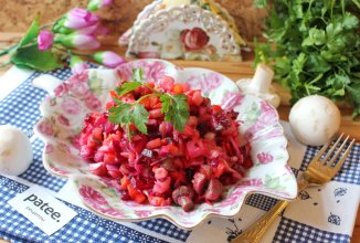 Винегрет с жареными грибами