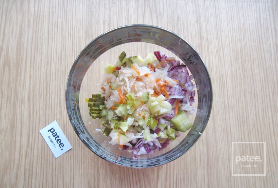 Винегрет с жареными грибами - Шаг 8