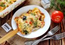 Лазанья с треской и опятами
