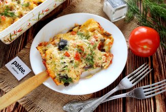 Лазанья с треской и опятами
