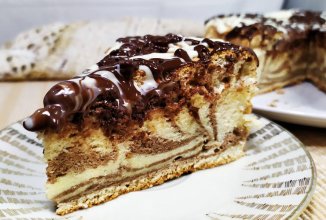 Бисквитный пирог "Зебра" с шоколадом