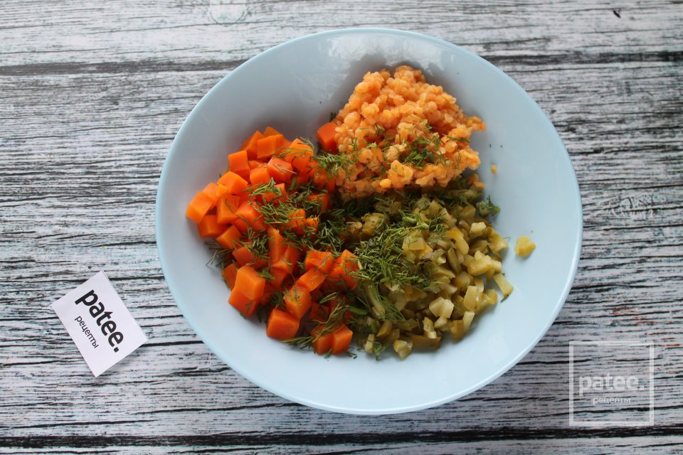 Салат с чечевицей, морковью и копчёной грудинкой - Шаг 13