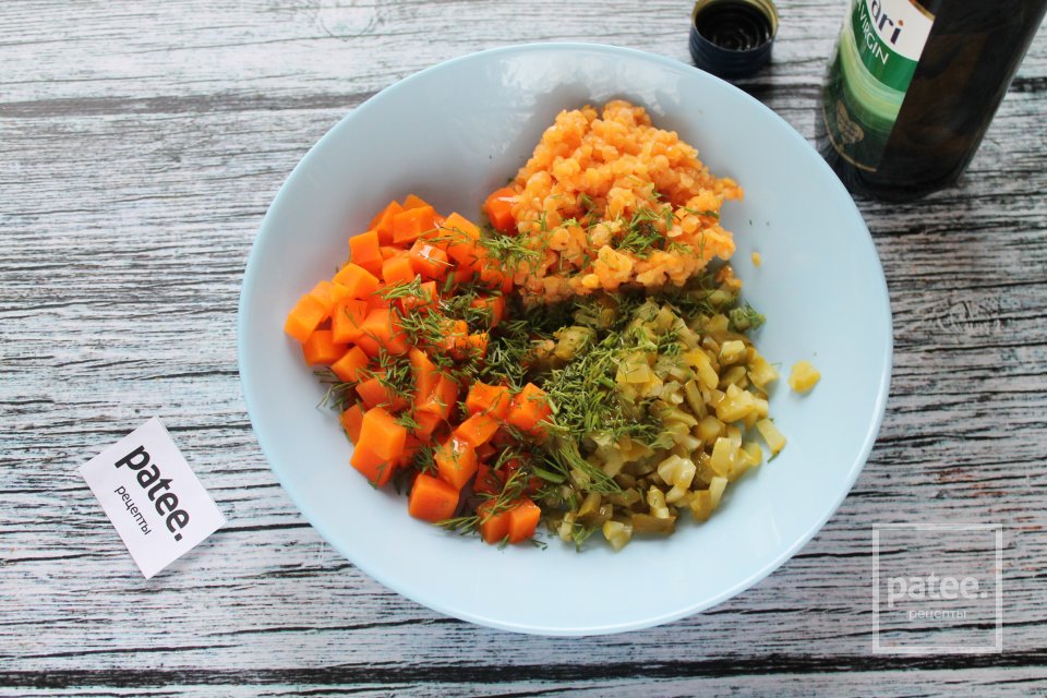 Салат с чечевицей, морковью и копчёной грудинкой - Шаг 14