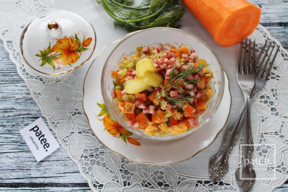 Салат с чечевицей, морковью и копчёной грудинкой - Шаг 15
