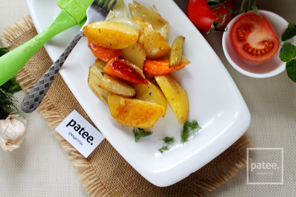 Картофель с овощами и итальянскими травами в духовке - Шаг 12