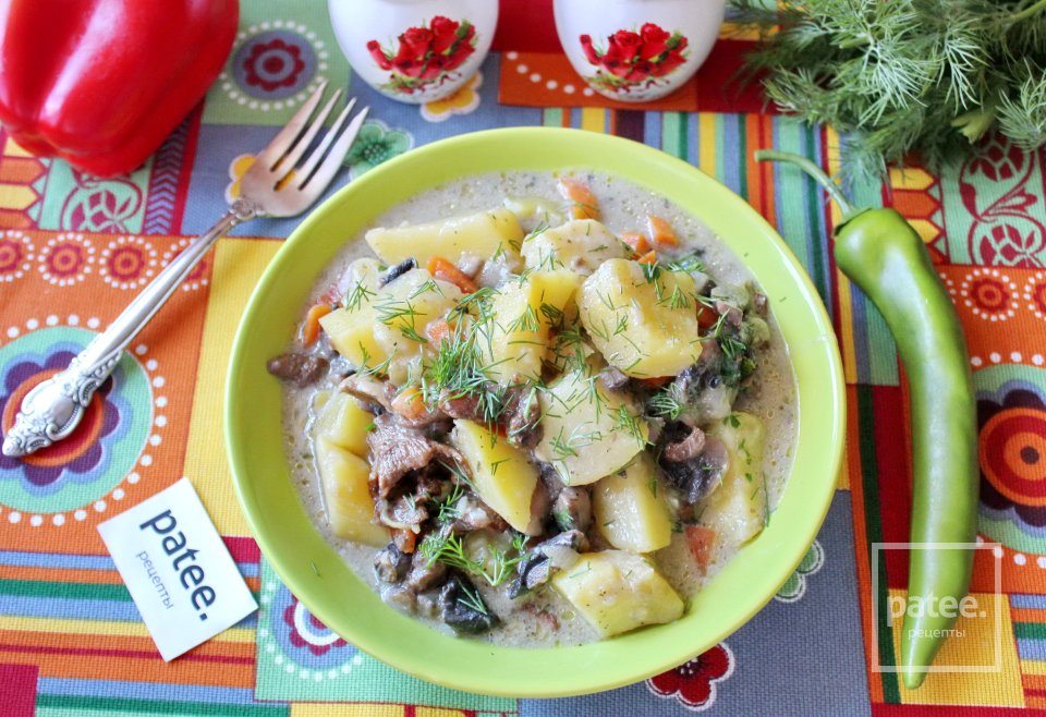 Грибное ассорти с картофелем и сливками - Шаг 12