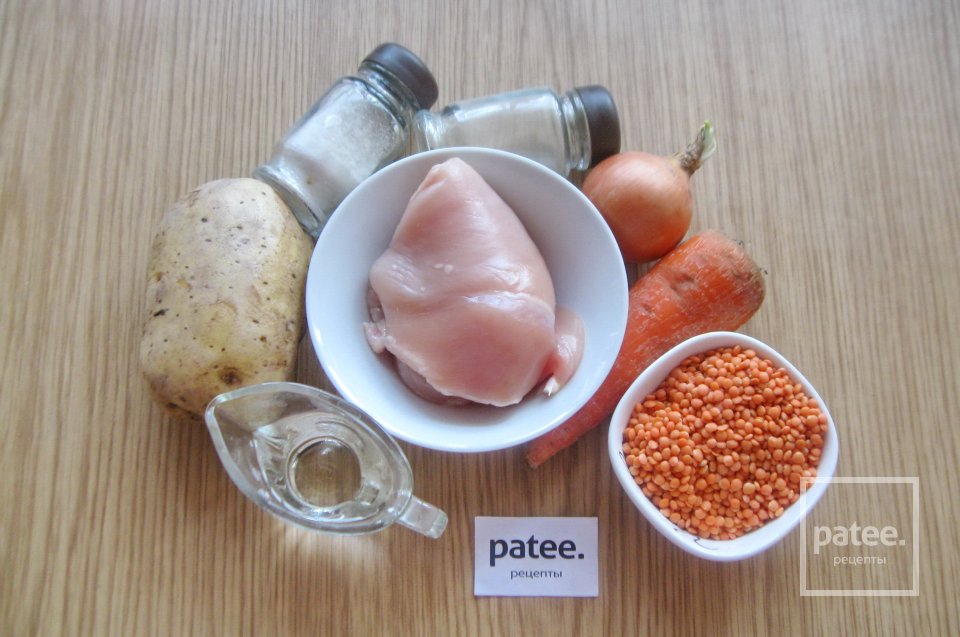 Суп с куриными фрикадельками и чечевицей - Шаг 1