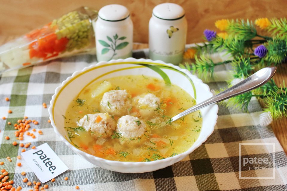 Суп с куриными фрикадельками и чечевицей - Шаг 13
