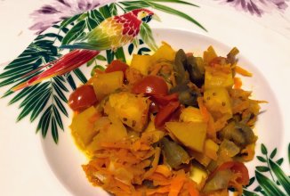 Репа, тушёная с баклажаном