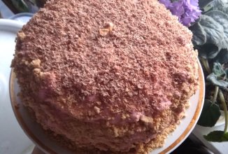 Блинный малиновый торт