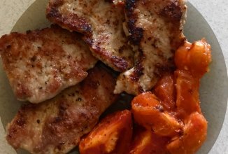 Эскалопы с жареными 🍅 помидорами