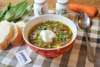 Суп из щавеля с грибами