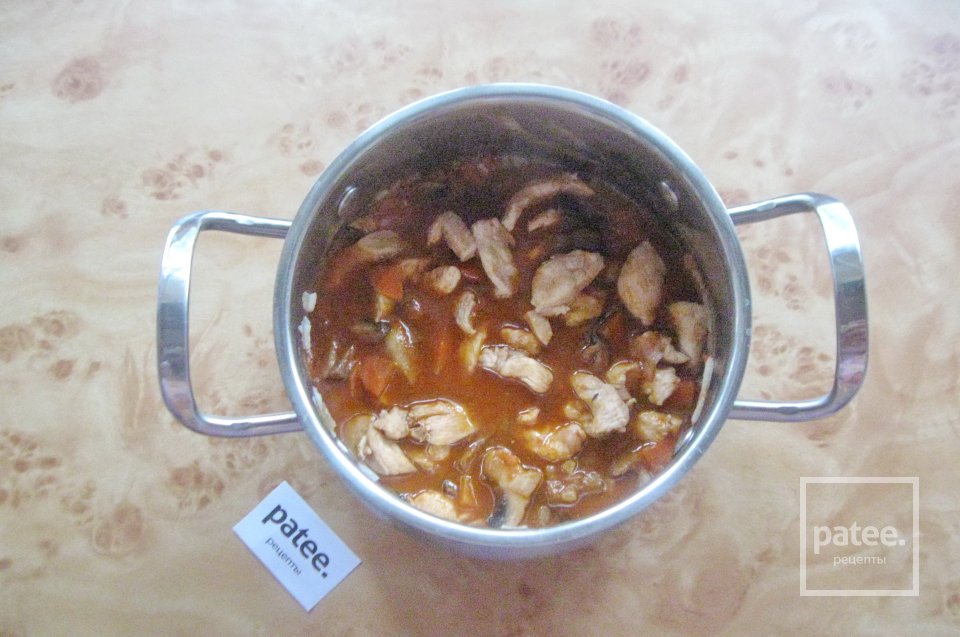 Курица с грибами и лапшой удон - Шаг 9