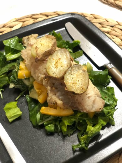 ПП Салат с филе белой рыбы и картошкой на гриле