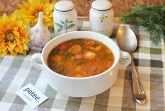 Суп с рисом и колбасными изделиями