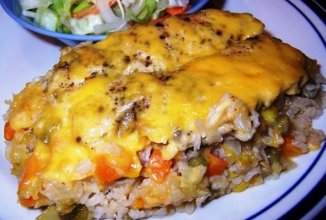 Рисовая запеканка с курицей и грибами