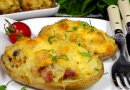 Картофельные лодочки с беконом и сыром запеченные в духовке