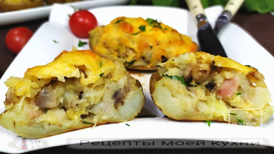 Картофельные лодочки с беконом и сыром запеченные в духовке - Шаг 19
