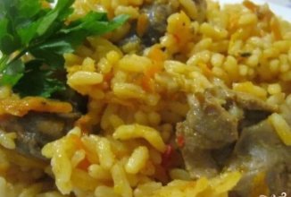 ПЛОВ С КУРИНЫМИ ЖЕЛУДОЧКАМИ