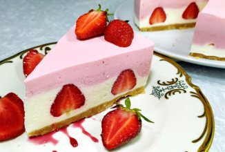 Чизкейк с клубникой без выпечки