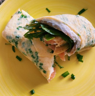 Яичные блинчики с сёмгой и рукколой 💚 - Шаг 5