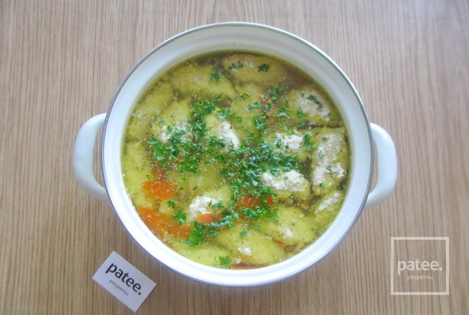 Суп с куриными кнелями и желтой чечевицей - Шаг 11
