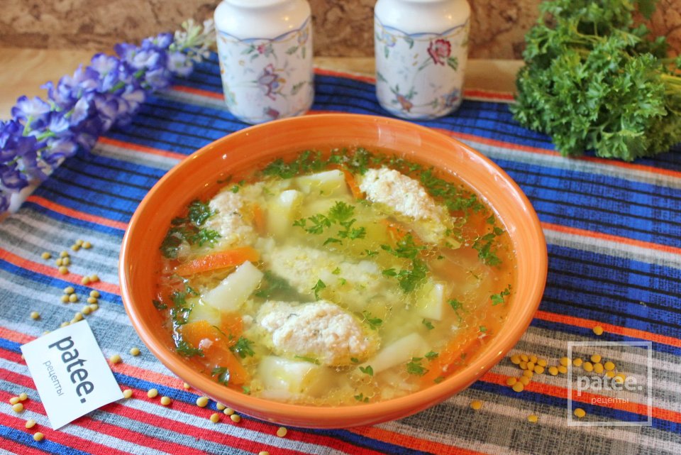 Суп с куриными кнелями и желтой чечевицей - Шаг 12