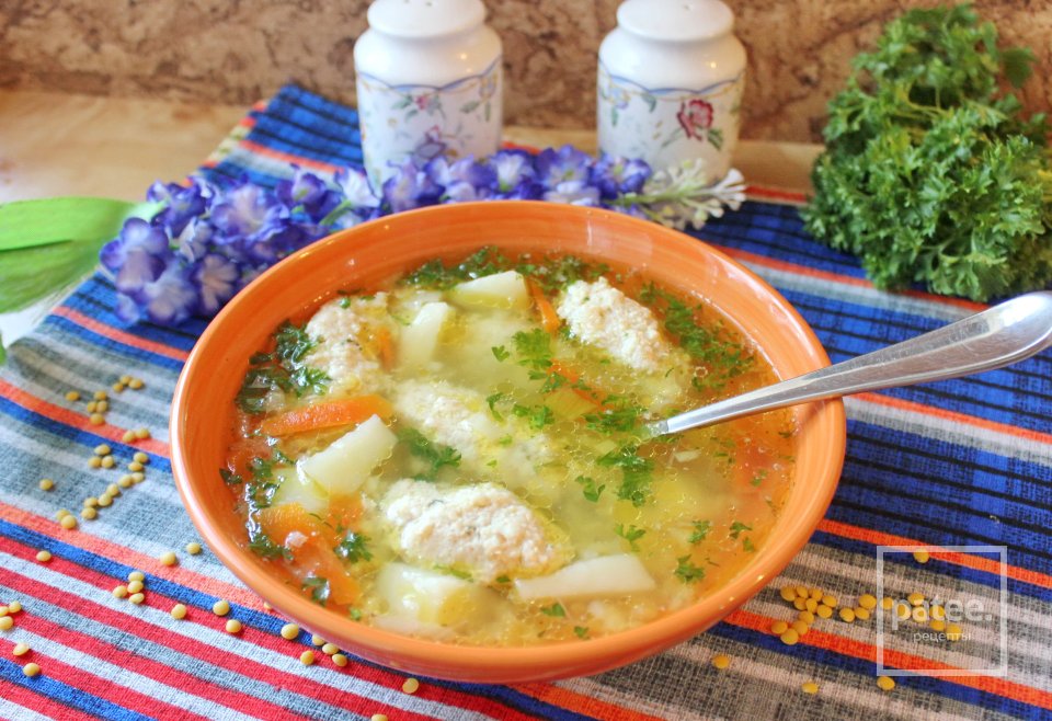 Суп с куриными кнелями и желтой чечевицей - Шаг 13