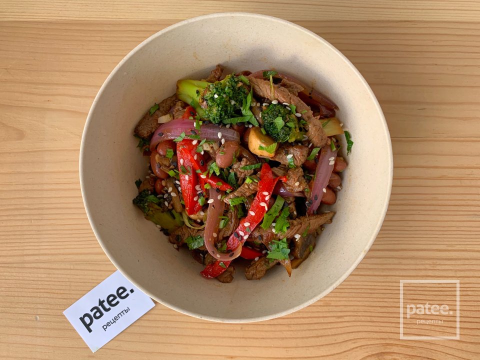 Стир-фрай с говядиной, фасолью и овощами - Шаг 13